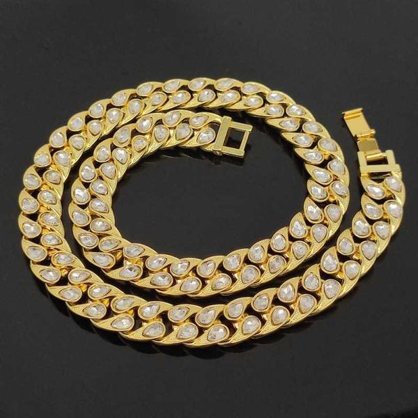 

cuban chain full diamond 14mm wide water drop hip hop necklace designer for women chains luxury jewelry pendant man custom jewellery, Silver