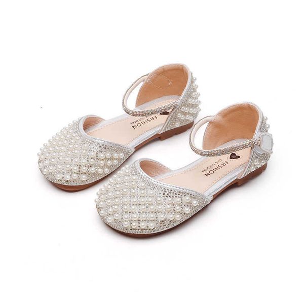 

2023 spring new leisure chil1en's princess shoes girls' school style pearl small leather shoes middle and big chil1en's singl, Black
