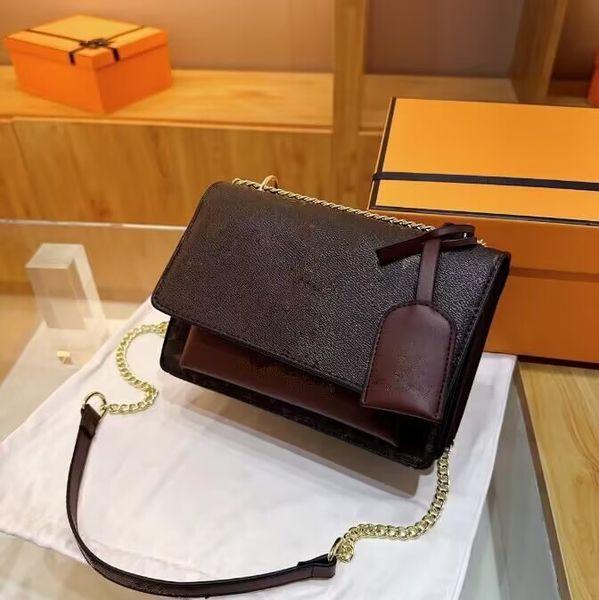 

luxury designer sunset bag classic latest color women shoulder bags chain handbag toothpick pattern leather womens cross body handbags louis