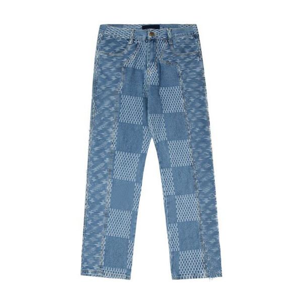 

mens high street jeans slim jeans distressed denim designer leather pants with holes letters knee ripped man straight pants h5d33q, Black;brown