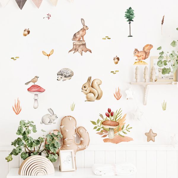 

wall decor cartoon bunny forest animals mushroom acorn stickers vinyl children decal nursery kids baby room interior home 230220