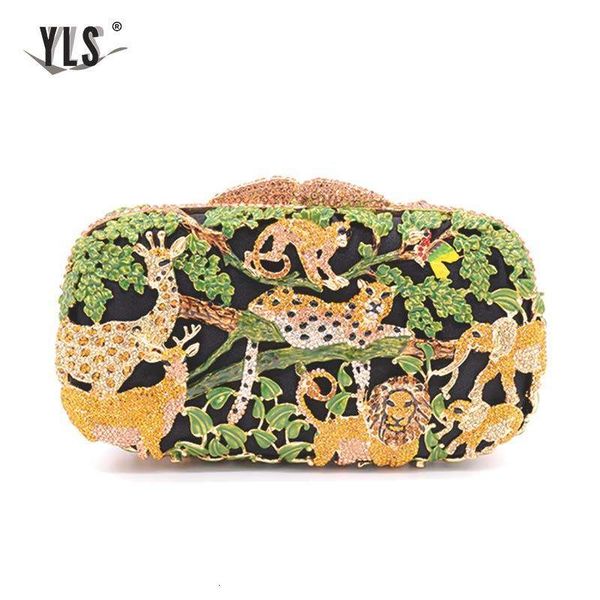 

evening bags party ladies clutch women's luxury diamond rainforest jungle animal zoo design crystal bridal wedding handbag 230220