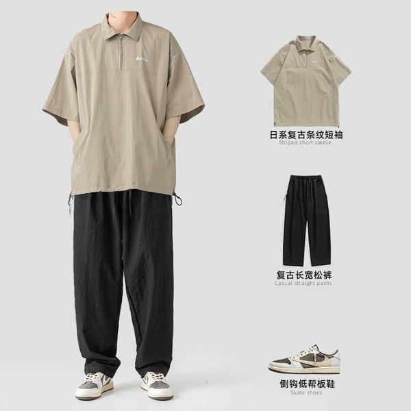 

yoga clothes hanlu men's wear suit functional fashion brand semi-zip t-shirt casual pants two-piece set, Black;white