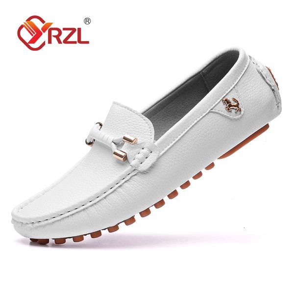

dress shoes yrzl white loafers for men size 48 slip on shoes driving flats casual moccasins comfy male 230220, Black
