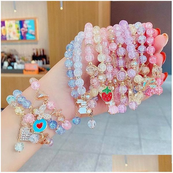 

Jewelry New Cartoon Childrens Bracelet Female Princess Glass Beaded Cute Girl Baby Student Accessories Drop Delivery Kids Maternity Dhinp, Mixed colors