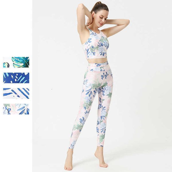 

yoga clothes new style yoga suit women's quick drying printing pants back exercise vest, Black;white