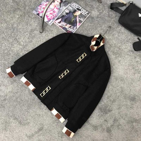 

designer double men's jacket designer baseball jackets winter stand up collar fashion brand fen velcro casual letter thickened warm han, Black;brown