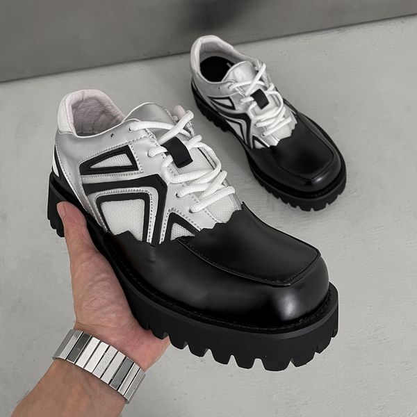 

mixcolor white black mens derby shoes fashion high leisure shoe comfort flats