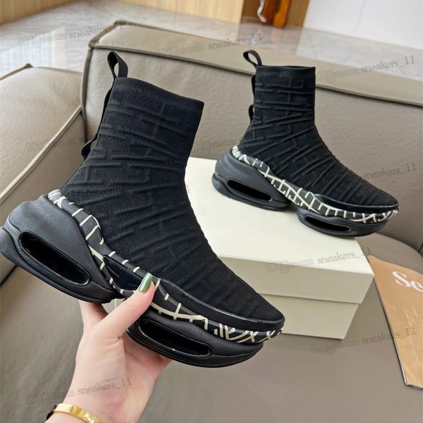 

2023 socks knit high-trainers style b-bold boot shoes spring and autumn elastic high low mens womens bbold fashion thick soled sock boots pa, Black