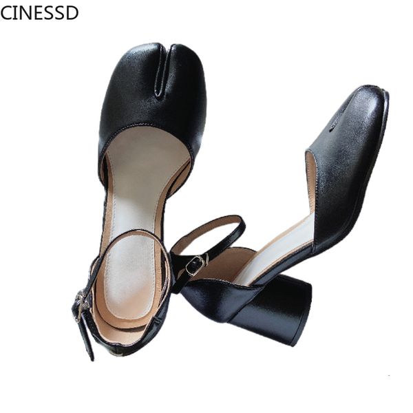 

dress shoes women split toe ninja tabi pumps woman 6cm heels ladies high pig feet shallow sandals round 230220, Black