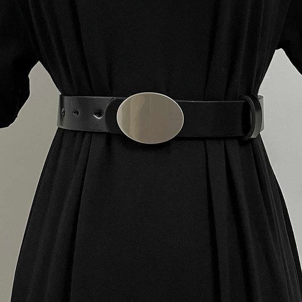 

belts original design simple plain cow leather jeans belt waist belt luxury metal buckle waistband women men cowhide belt j230220, Black;brown