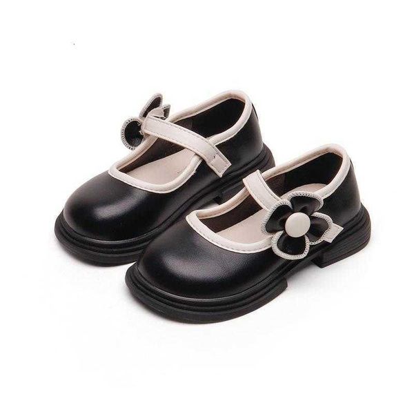 

girls' solid color small leather shoes 2023 spring new fashion versatile princess shoes little girls' soft soles college style sho, Black