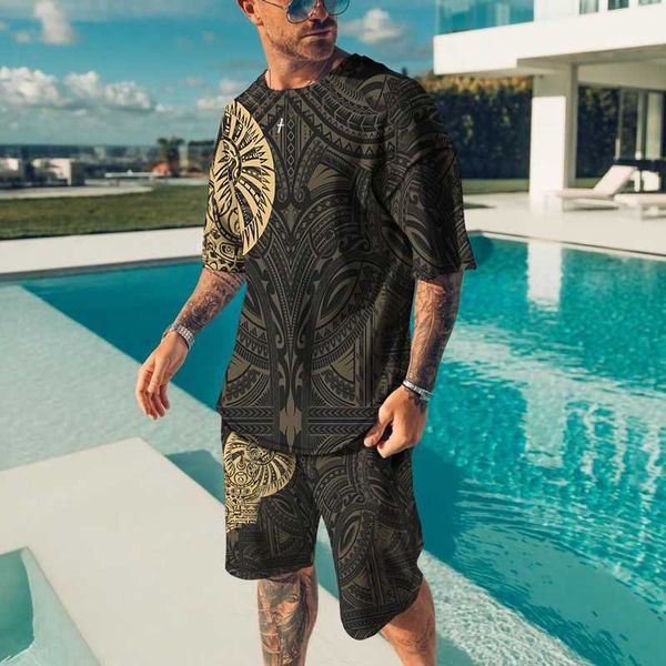 

men's tracksuits new men's summer short sleeve suit business highend o neck tshirt shorts twopiece oversized outdoor jogging track, Gray