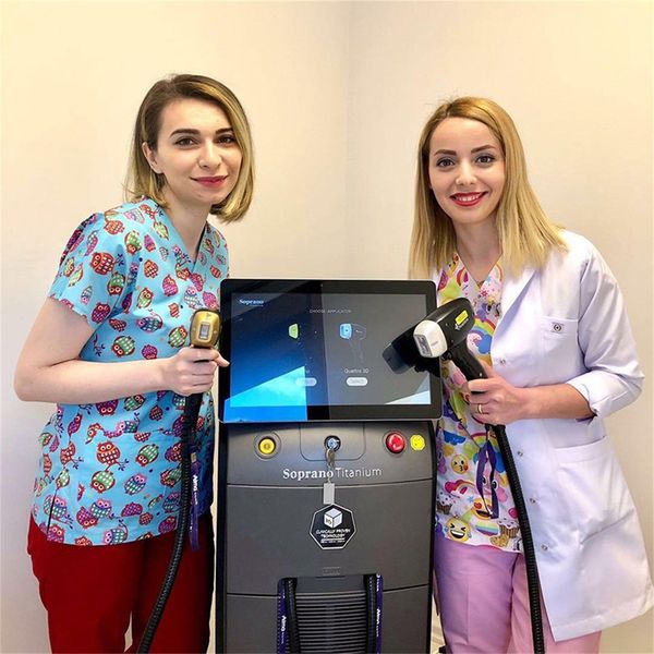 

three wavelength 2 handles diode laser hair removal machine, Black