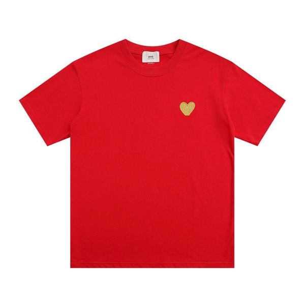 

designer t shirt spring and summer new gold love letter embroidered round-neck cotton short-sleeved men's and women's fashion, White;black