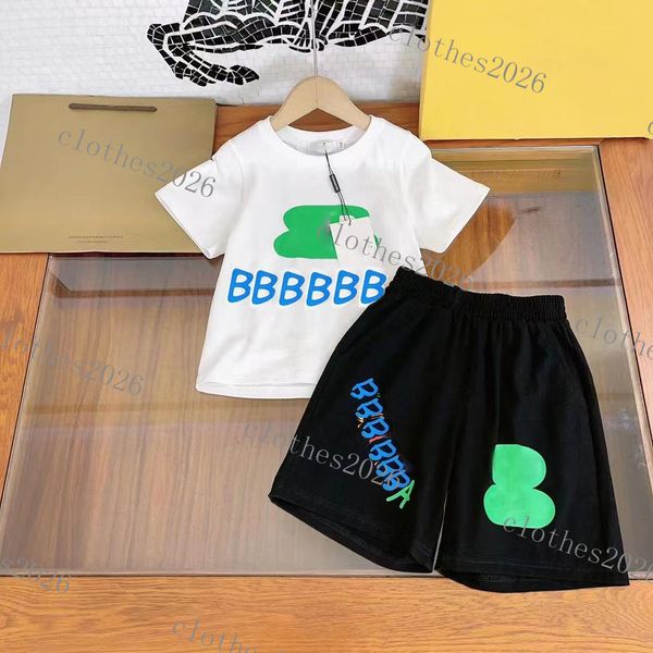 

kid clothing sets letter pattern boys girls tracksuit summer short sleeve tees and shorts sets luxury designer t-shirts shorts baby kids sp, White