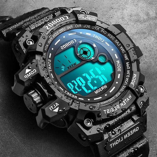 

electronic watch cool luminous men sport high-end silicone strap military wrist led calendar waterproof digital reloj de hombre, Slivery;black