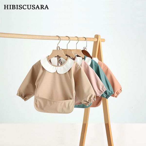 

blankets swaddling easy clean pu full sleeve bib baby kids solid color soft faux leather children apron painting meals protection waterproof