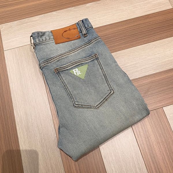 

2023 new men's versatile stretch jeans luxury brand quality design embroidered back pocket casual jeans trousers, Blue