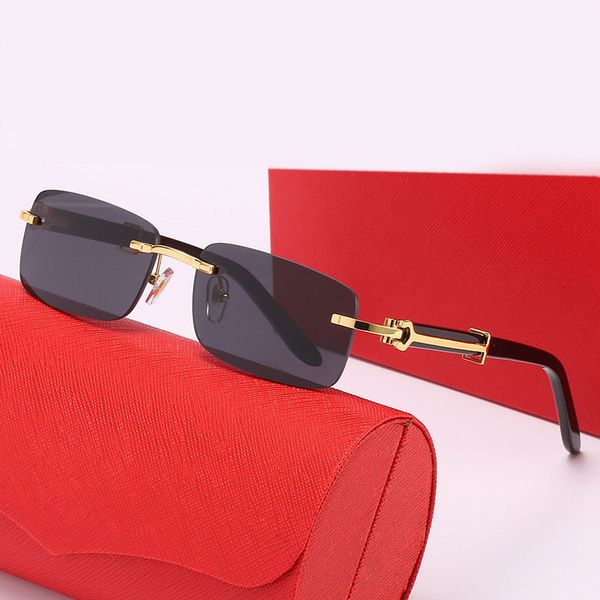 

designers rimless mens sunglasses women classic modern rectangle lens lentes de sol female offical transparent exquisite designer shades sun, White;black
