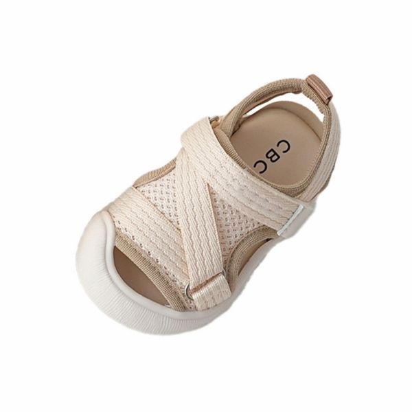 

sandals 1219cm brand mesh sports for kids boys girls solid soft pvc sole toddler summer shoes breathable closed toe infant shoe 230220, Black;red