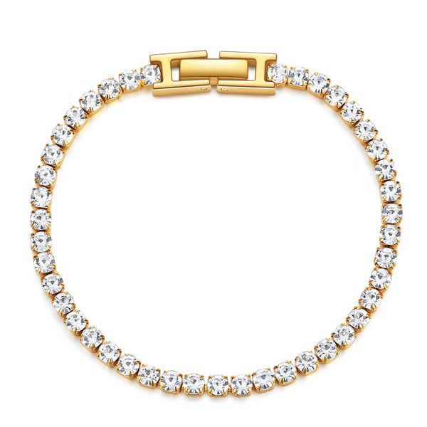 

wholesale personalised tennis court bracelet gold plated shinny cubic zirconia tennis bracelet luxury adjustable extender women sparkle jewe, Black