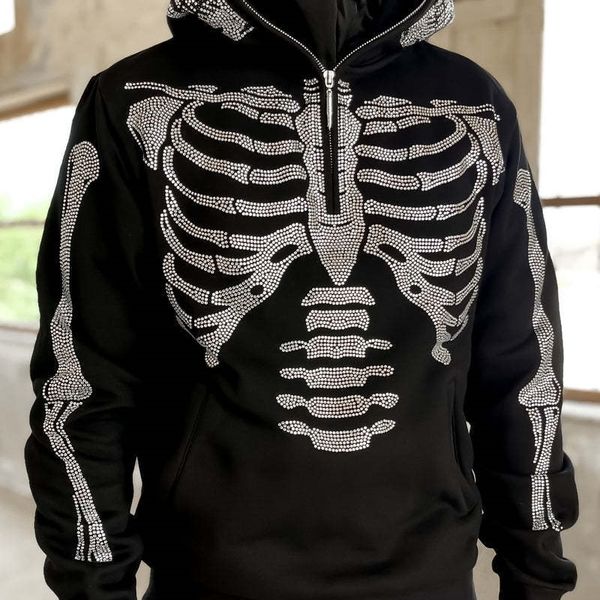 

women s hoodies sweatshirts skeleton women gothic black zip up oversized female retro harajuku hooded jacket streetwear 230217