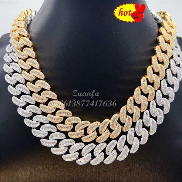 

designer jewelry ale pass diamond test cuban link necklace fit custom pendant 18mm hip hop jewelry necklaces vvs baguette moissanite cuban l, Silver