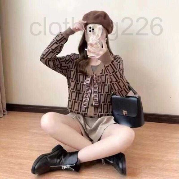 

designer sweater women's autumn round neck striped fashion long sleeve women high end jacquard cardigan knitting sweaters coats 2022f 8, White