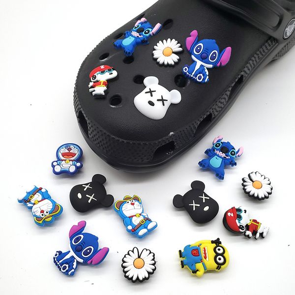 

30pcs cartoon animals blue cat lovely cat pvc shoe charms fit croc jibz sandals decorations buckle clog kids party gift shoe charms for croc, White;pink