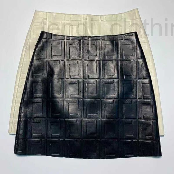 

skirts designer pu leather fashion f letter print waist hip a-line skirt mgnp, Black