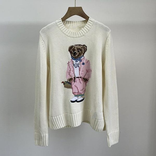 

women s sweaters cartoon rl bear women winter clothing fashion long sleeve knitted pullover cotton coat 230217, White;black