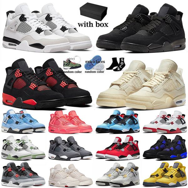 

4 4s basketball shoes military black cat red thunder jumpman white sail travis pn dust seafoam mens women sneakers trainers with box