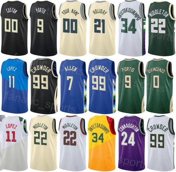 

print city earned basketball jrue holiday jersey 21 grayson allen 12 pat connaughton 24 brook lopez 11 khris middleton 22 giannis antetokoun, Black;red