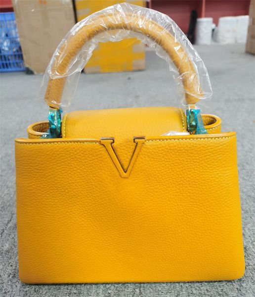 

classic capucines shoulder bags women designer cowhide cross body bag lady fashion small tote handbags 15 colors luxury purses size 27cm