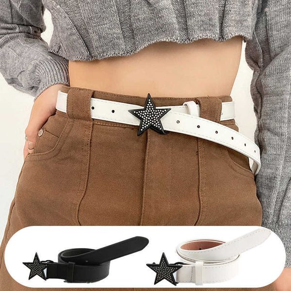 

belts kawaii star rhinestone belt women jeans buckle vintage 2000s belt grunge indie aesthetic y2k accessories korean fashion j230220, Black;brown