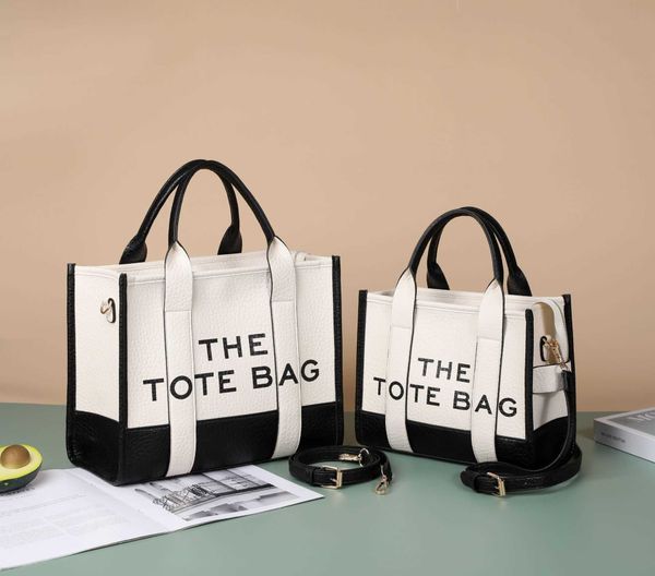 

handbag 2023 hand fashionable new shoulder dual-color pu letter one-shoulder cross-body fashion portable tote bag