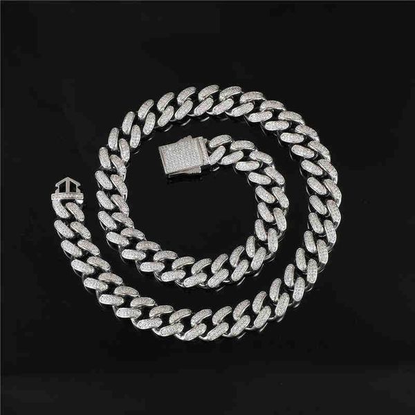 

hip hop 14 mm cz iced out cuban diamond necklace, Silver