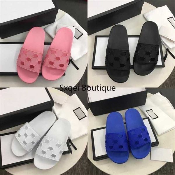 

2022 slippers for men luxury new pool slide summer fashion wide flat slippery thick sandals flip flops women designer shoes h0415fg48, Black
