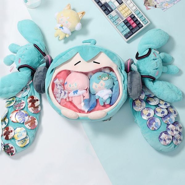 

school bags presale official anime miku itabag vocaloid cosplay ita plush backpack women diy shool student men velvet shoulder 230220