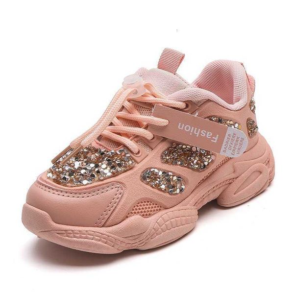 

strict selection of girls' sports shoes spring new chil1en's shoes mesh breathable fashion dad shoes little girls' soft soles, Black