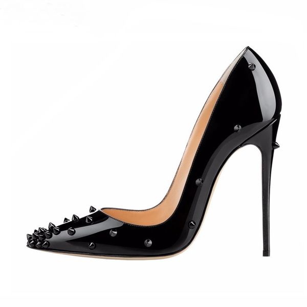 

rivets pointed toes heels red bottoms shoes women black dress pumps gold rivets gladiator shoes 10cm 12cm stiletto heel pumps black shinny p
