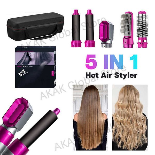 

electric hair dryer 5 in 1 hair dryer heat comb automatic curler professional curling iron electric air brush for household styling tools j2