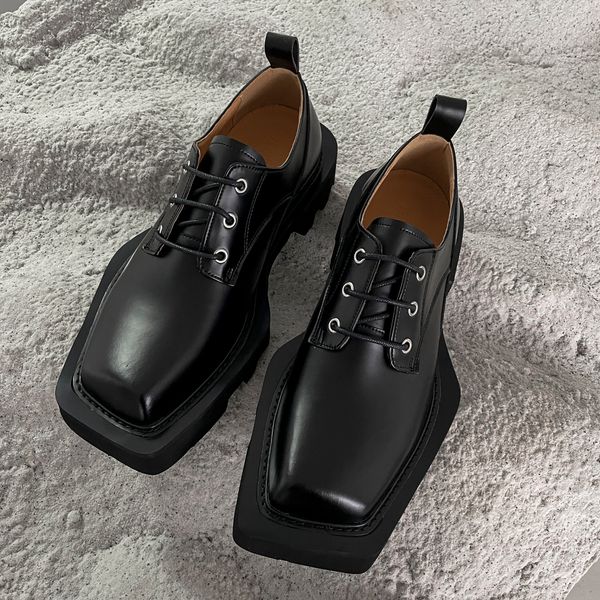 

vintage mens t stage shoes fashion thick heel black gentlemen derby shoes