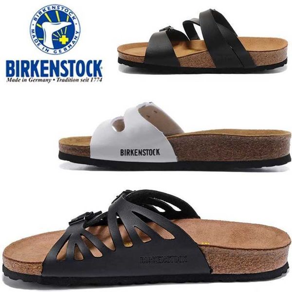 

designer birkinstock slippers cork slippers men's shoes cross slim strap double button flat sandals yao women's shoes, Black