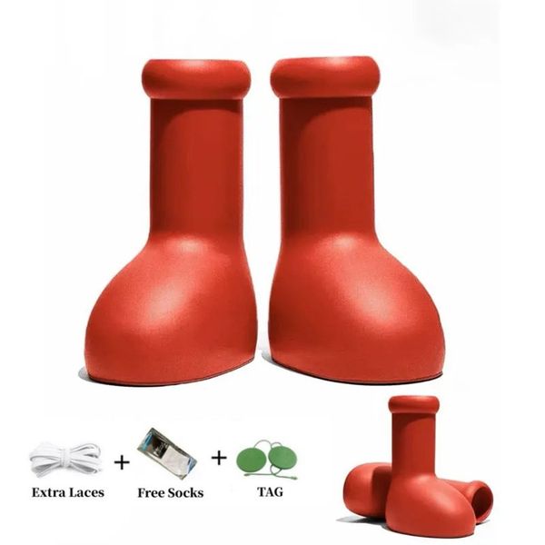 

with box 2023 mschf men women rain boots designers big red boot thick bottom nonslip booties rubber platform bootie fashion astro boy siz dg, Black
