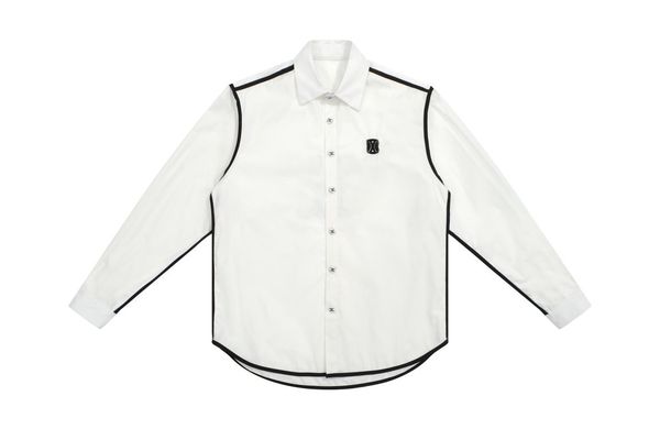 

2 men's casual shirts luxury floral print for men's autumn long sleeve slim asual shirt business social formal dress street party, White;black