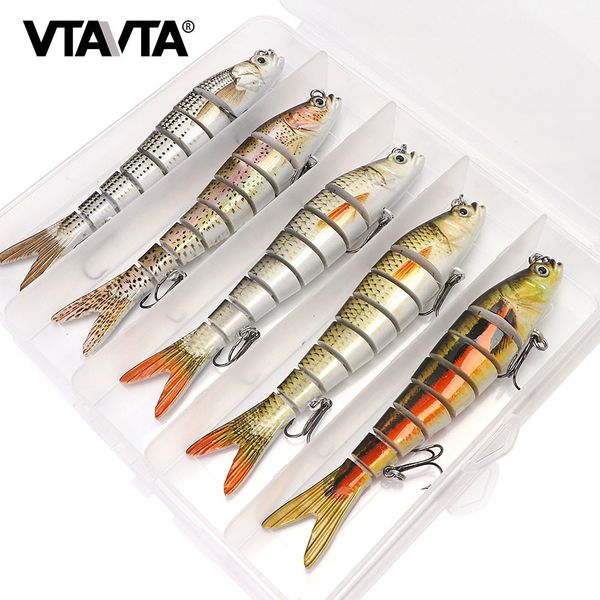 

fishing hooks 3 5pcs 14cm 23g sinking wobblers lures set 8 segments crankbait hard artificial bait kit swimbait pike lure 230220