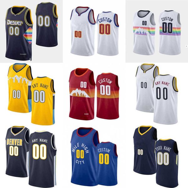 

2023 75th custom mens women youth denver''nuggets''3 nah'shon hyland 11 monte morris 22 zeke nnaji 25 austin rivers, Black;red