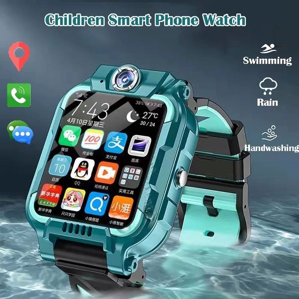 

children's watches smart watch student kids gps hd call voice message waterproof smartwatch for children remote control po male and fem, Blue